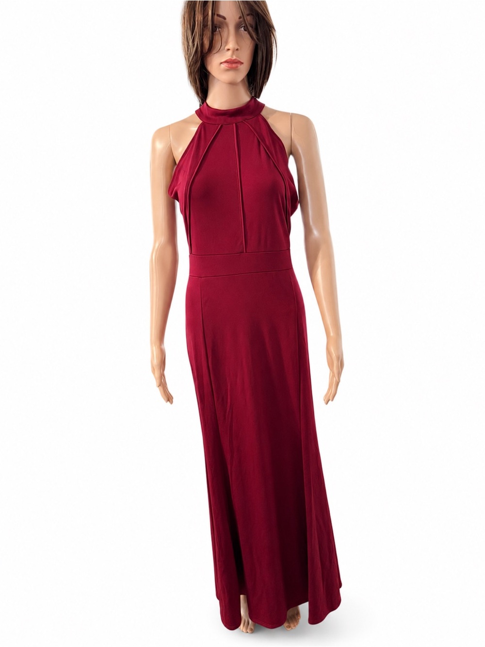 Berydress Sleeveless High-Neck Maxi Dress in Burgundy